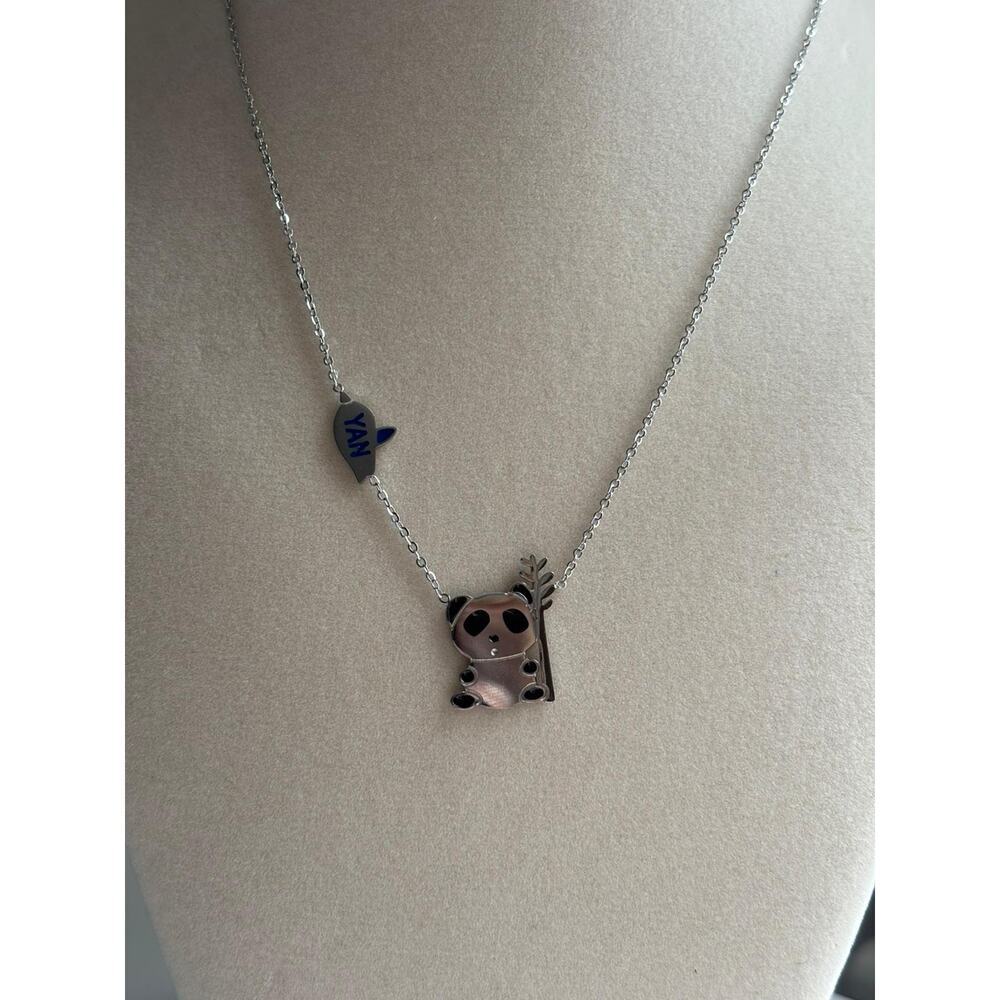 Cute Panda Necklace Stainless Steel Animal Pendant Dainty Gift Jewelry - Picture 3 of 7